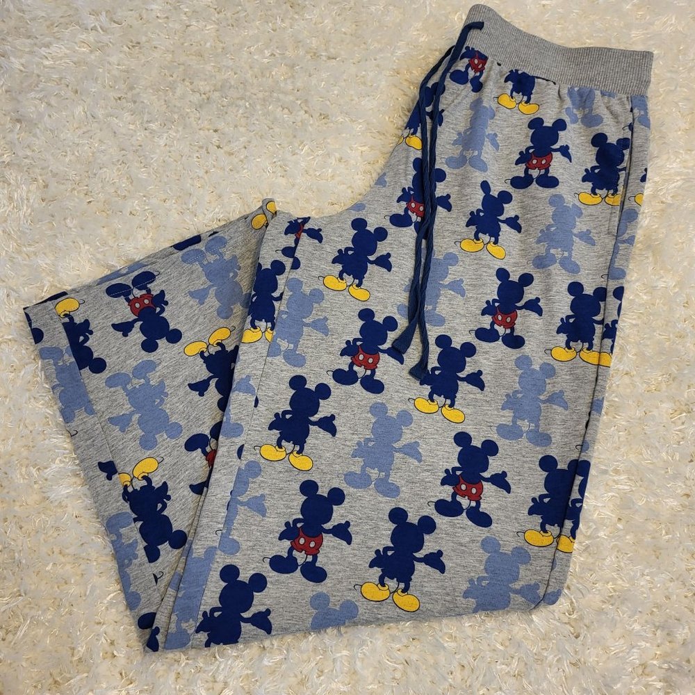Disney Mickey Mouse Jogger Pants, Gray Blue Yellow, Size 3XL